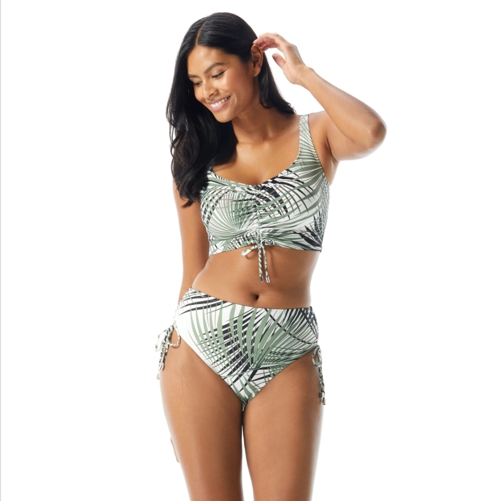 Coco Reef Elevate Bra Shirred Underwire Bikini Endless Summer Palm 40D 2X NWT